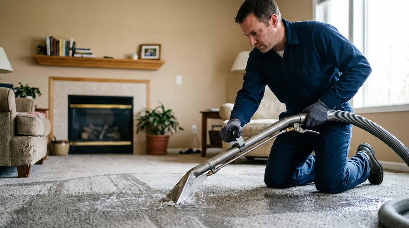 Water damage restoration technician working near Dallas, PA